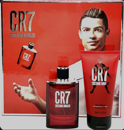 مجموعة هدايا كريستيانو رونالدو CR7 المكونة من قطعتين: جل استحمام 150 مل مع مجموعة بخاخ