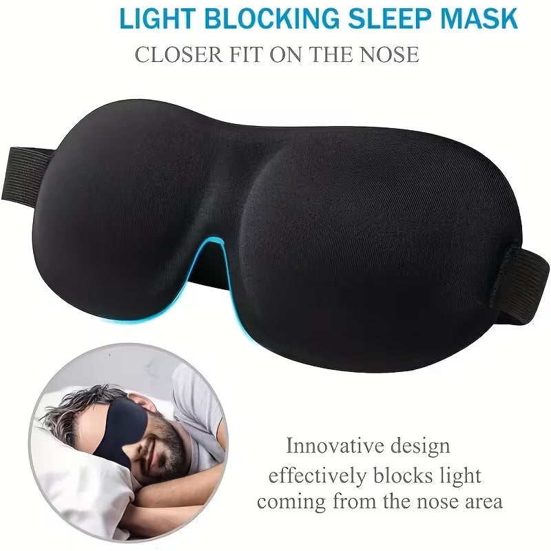 1pc Ultra-Soft Contoured Sleep Mask for 100% Light Blocking –