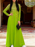 Women'S Elegant Printed Long Dress, Long Sleeves