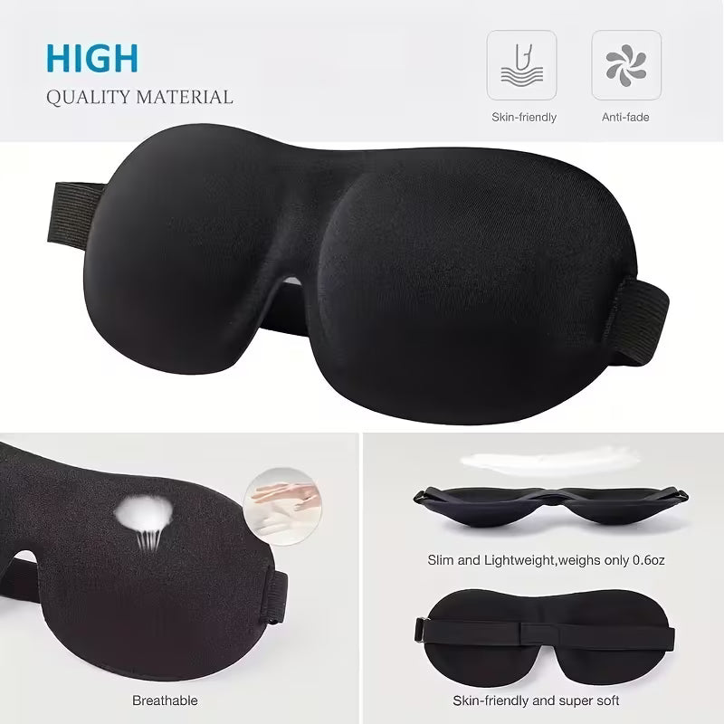 1pc Ultra-Soft Contoured Sleep Mask for 100% Light Blocking –