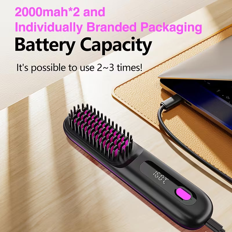 Cordless Hair Straightener Brush –