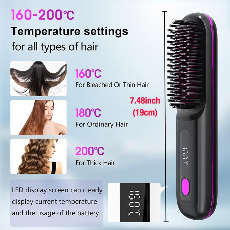 Cordless Hair Straightener Brush –